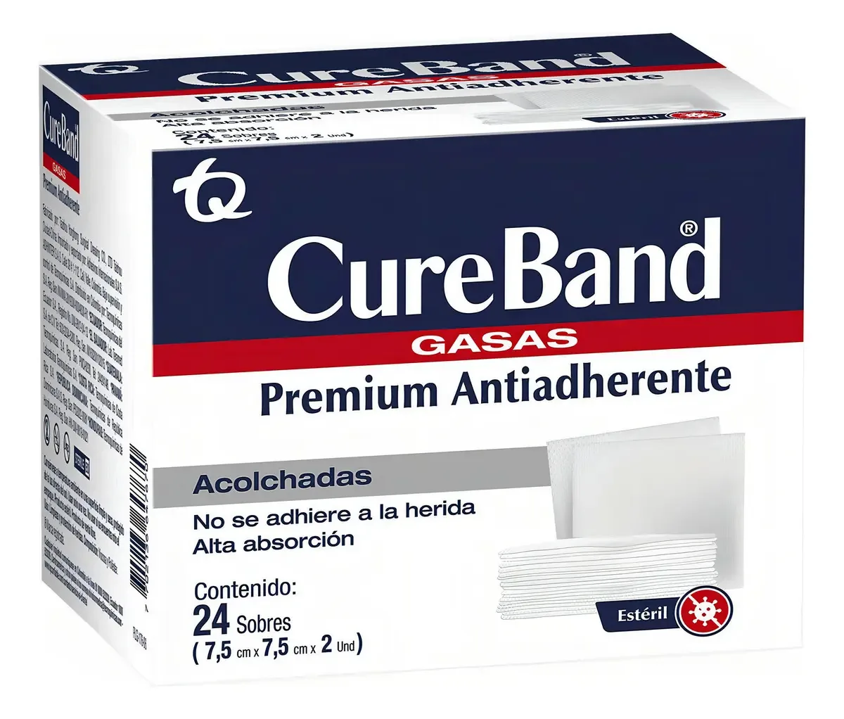 Gaze Estéril Antiaderente Cureband 7.5 X 7.5 Cm 24 Envelopes
