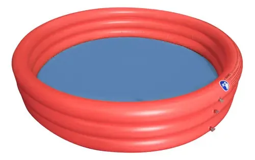 Piscina inflável de 3 anéis para crianças, cor vermelha