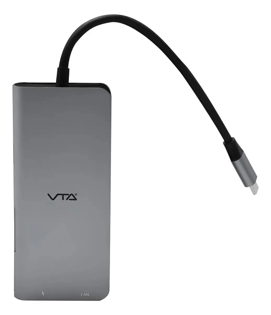 Adaptador USB-c multiporta VTA 8 em 1, cinza