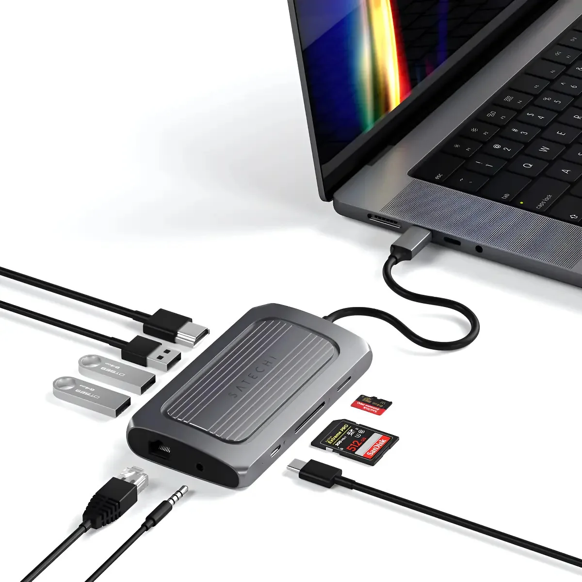 Adaptador USB-c multiporta VTA 7 em 1 - cinza