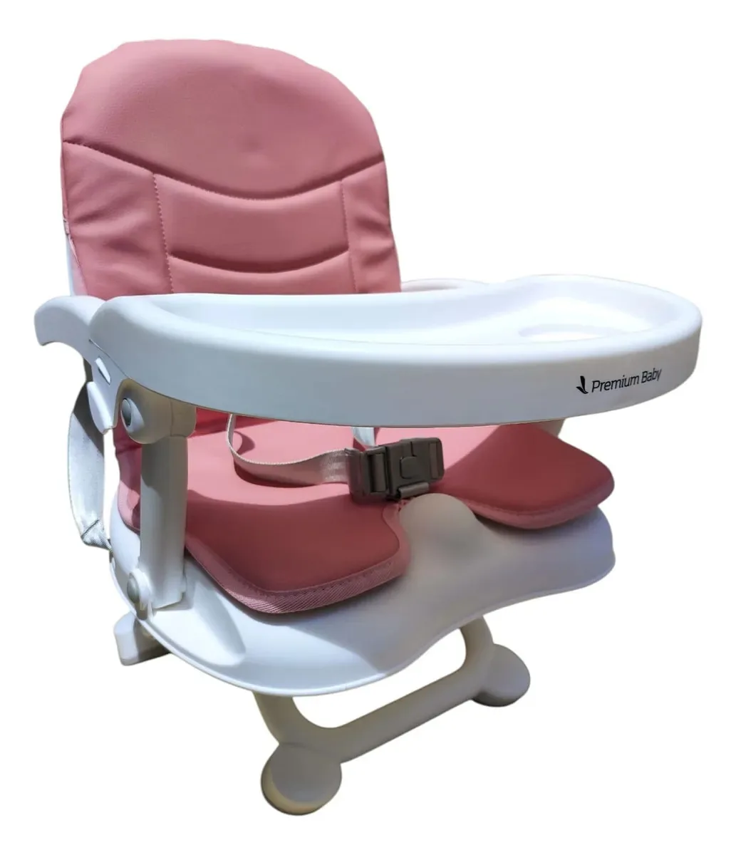 Cadeira de Alimentação Portátil Premium Baby Cloud, Dobrável e Rosa, com Bandeja Removível