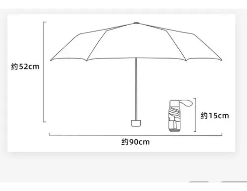 Guarda-chuva Pequeno, Mini Guarda-chuva Com Estojo, 6 Costel Cor Bege