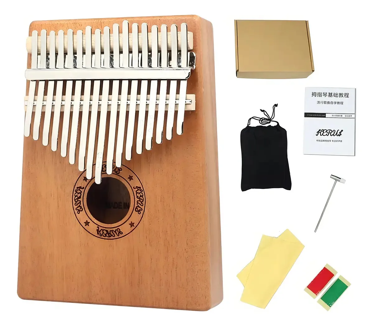 Instrumento musical de madeira Kalimba 17 tons marrom
