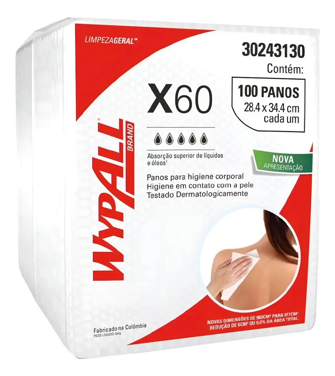 Pano de Limpeza WypAll x60 Higiene Corporal con 100 panos