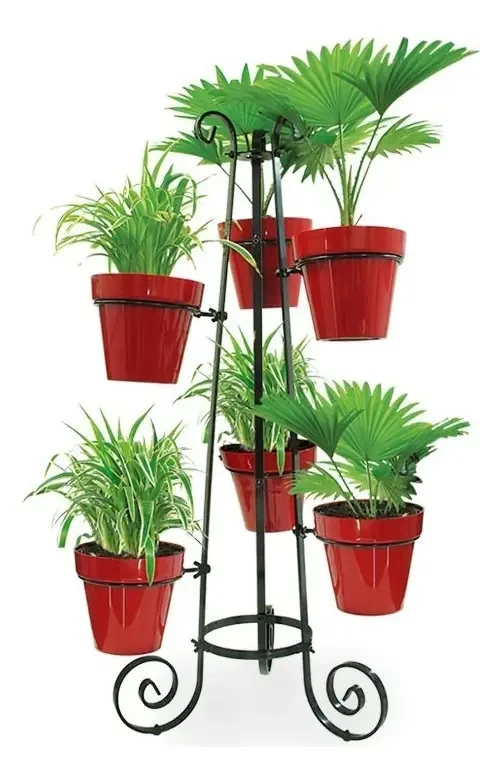 Vasos para plantas de 6 lugares redondos de altura, 80 cm de altura, cor preta, Paris