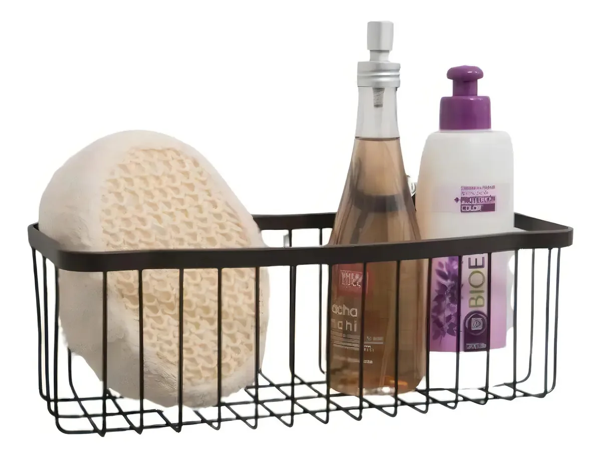 Cesta de chuveiro pintada de cobre com ventosas
