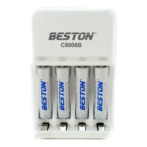 Carregador Beston + 4 pilhas Aaa recarregáveis 1,2v 1100mah