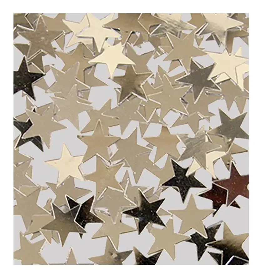 Confete Metalizado Estrelas Iridescentes Prata Pacote X 1