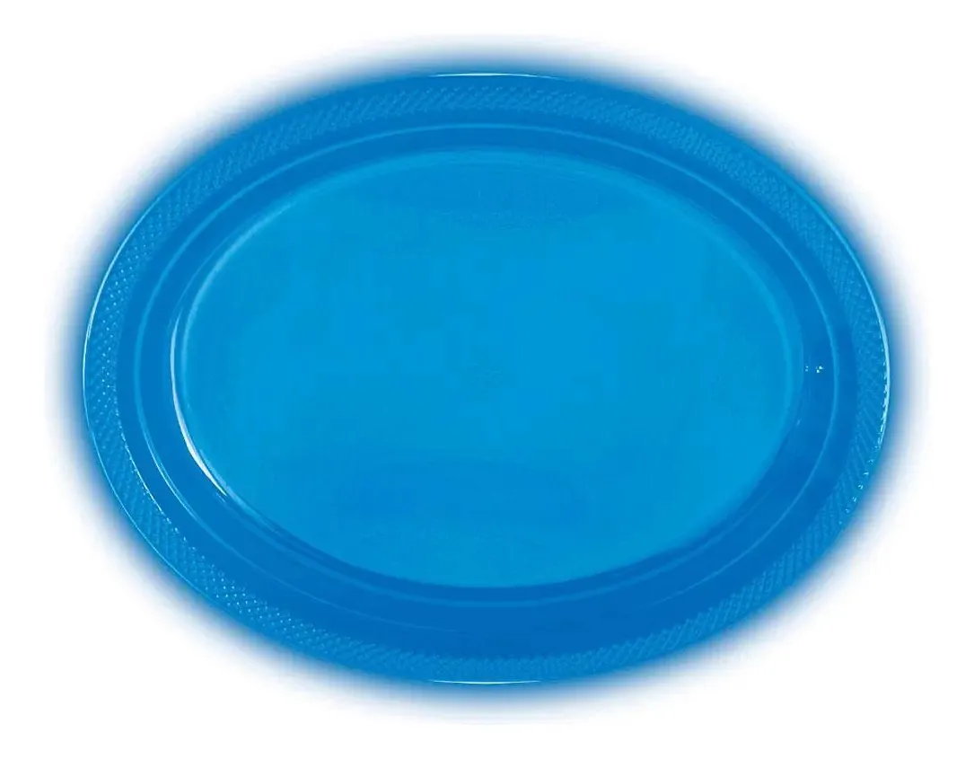 Bandeja oval azul neon