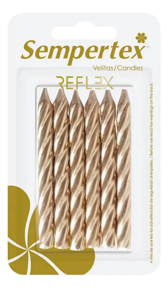 Pacote de velas em espiral dourada X 6