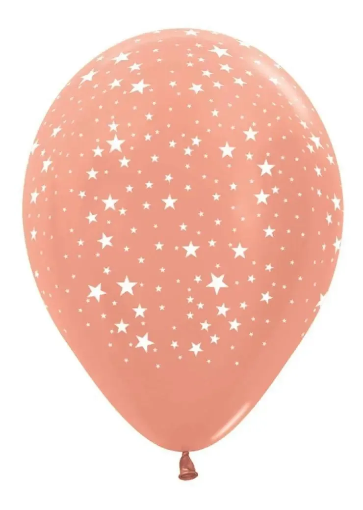 Balão Látex Infinity Estrelinhas R5 50 Unid Balloons Cor Rose Gold