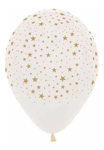 Balão Látex Infinity Estrelinhas R5 50 Unid Balloons Cor Poá Rosa/Branco