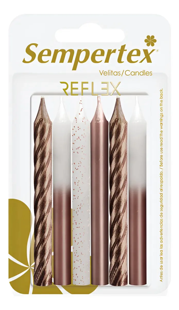 Velas Metálicas Sortidas Dourado Rosa Pacote X 6