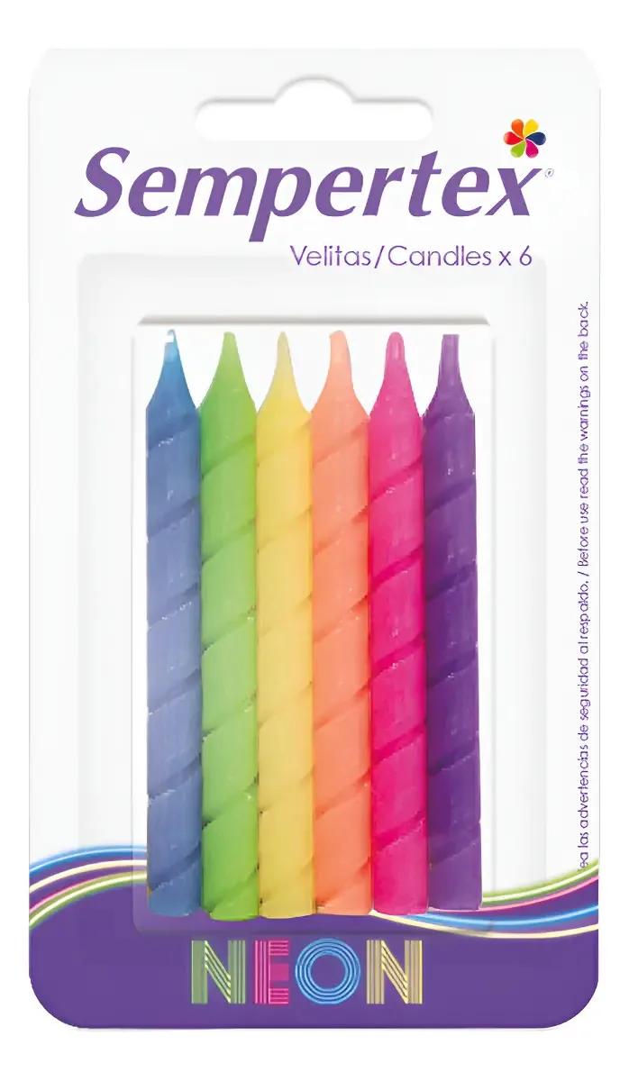 Pacote de velas em espiral de néon X 24