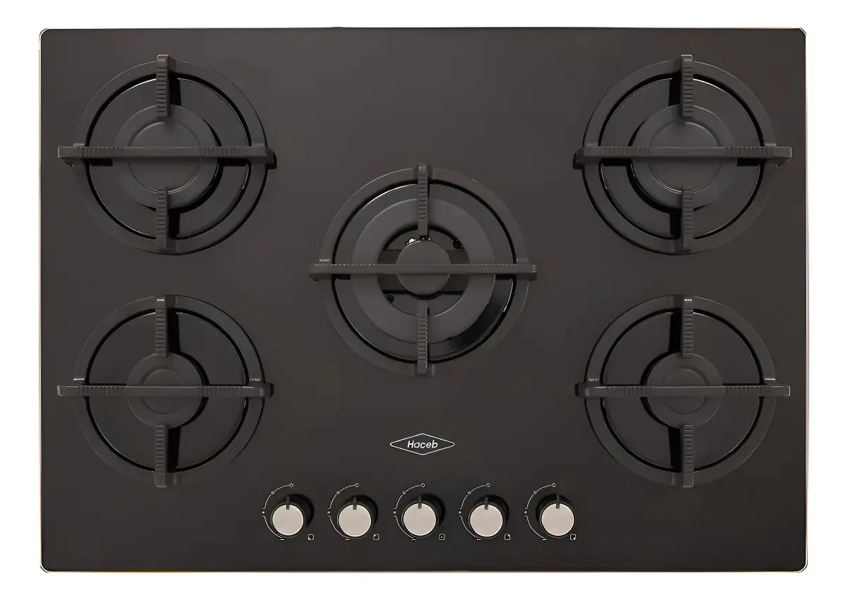 Cooktop de Embutir Vidro Haceb Preto 76cm Gás Natural Cinza