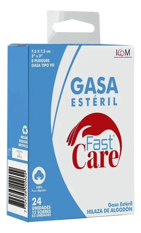 Gaze Fast Care Estéril 7,5 X 7,5 Cm 12 Envelopes