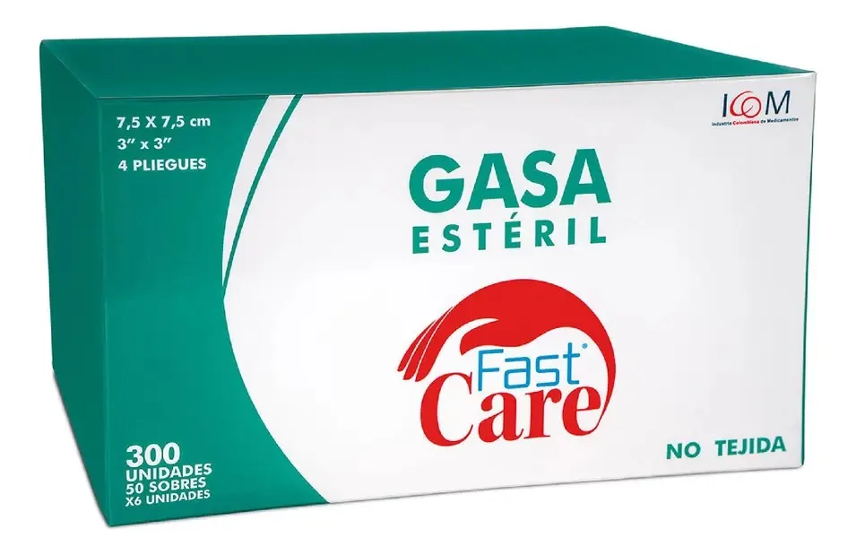 Gaze estéril não tecida Fast Care 7,5 x 7,5 cm 300 unidades