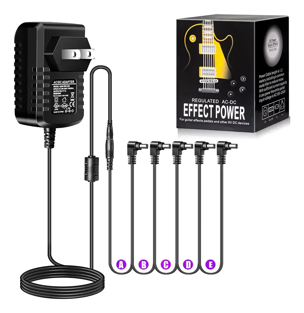 Adaptador de fonte de alimentação Pigtone Gu Pedal Color Us 9v1a2to5