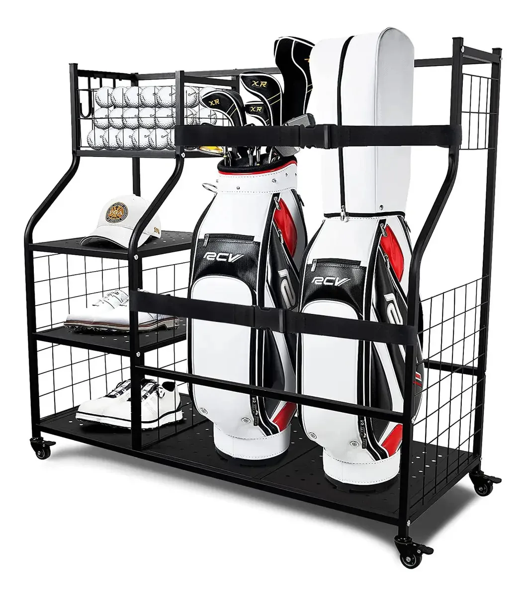 Oududianzi Organizador de Armazenamento de Bolsas de Golfe, Organizador de Bolsas de Golfe para Bolsas de Golfe e Acessórios de Golfe, Suporte para Bolsas de Golfe, Estante de Armazenamento de Golfe