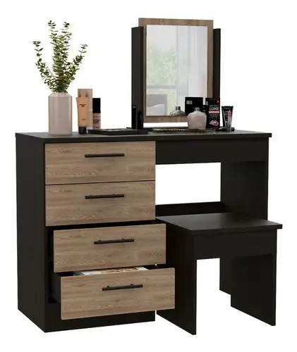 Mobiliário Kaia Vanity + Banco Rta Wenge Honey Dark Brown