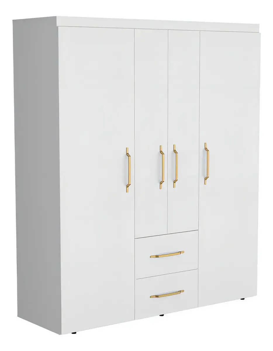 Armário Bariloche Eco Dourado, Branco e Dourado