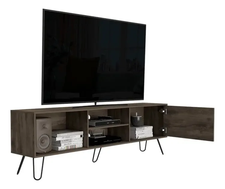 Mesa Para Tv Rony, Para Tv De Hasta 70 Pulgadas, Nogal