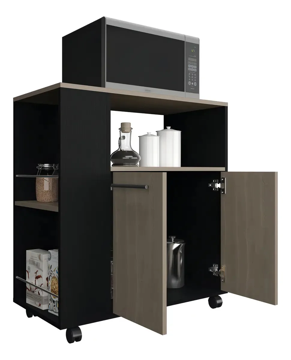 Mobiliário auxiliar de cozinha portátil Eldon 83x75x40 Rta Color Wenge Bardolino
