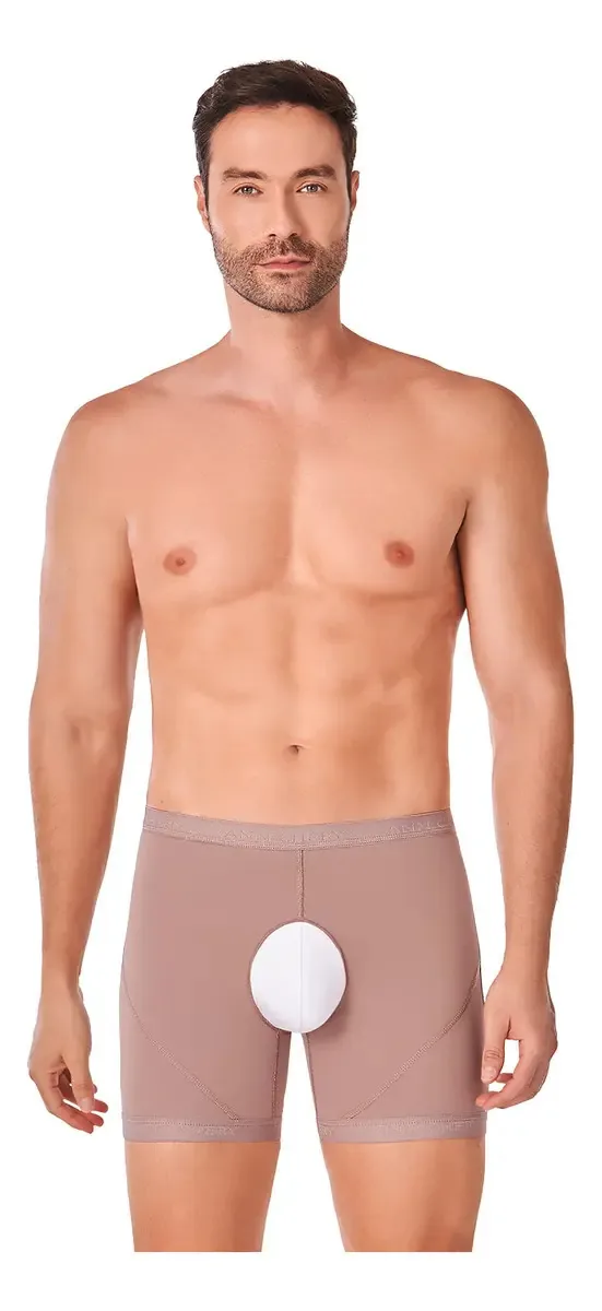 Shorts masculinos para levantamento de bunda, cor cacau, tamanho Eg/38