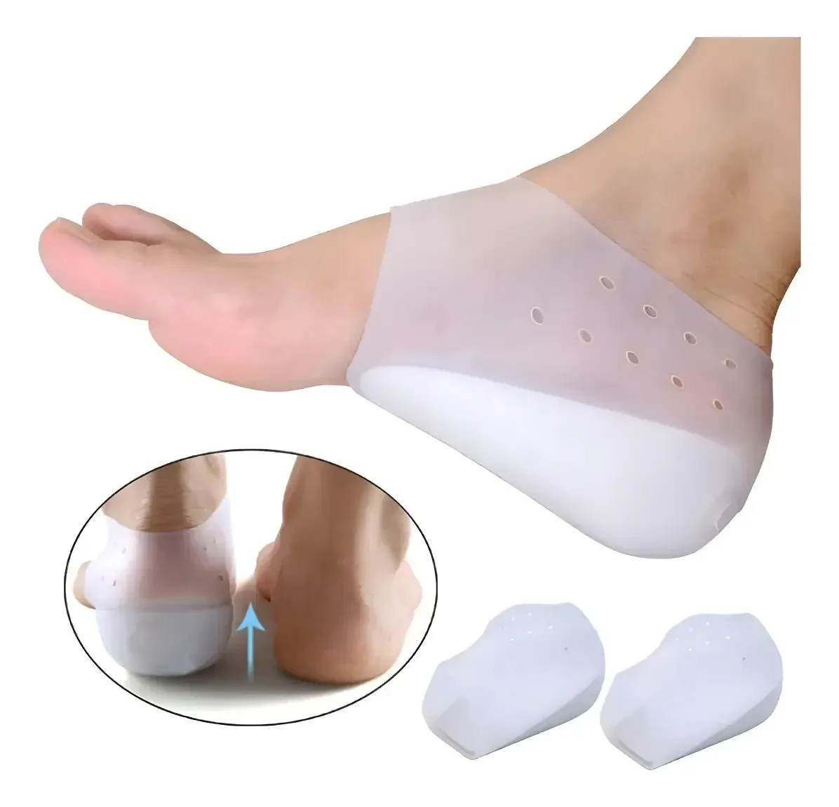 Almofada de calcanhar de silicone Generic Talon para proteção e suporte de calcanhar, cor branca