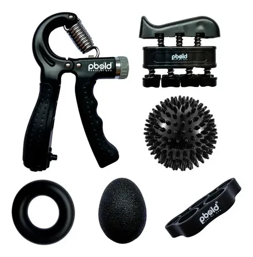 Kit de recuperação de mãos para terapia de exercícios com aperto manual - preto