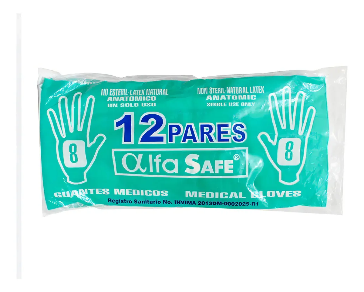 Luvas Alfasafe Látex 8 X 12 Pares