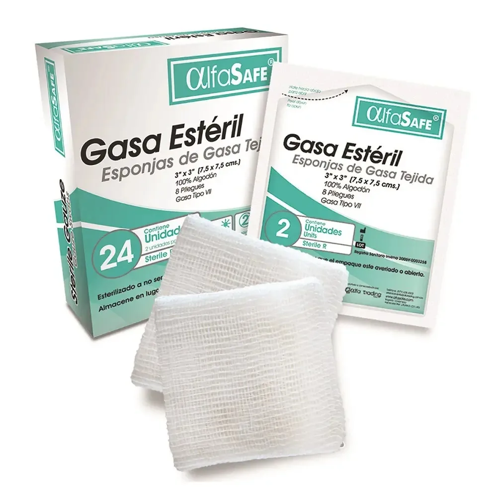 Gaze Alfasafe Esterilizada Tecida 3x3 X 24und