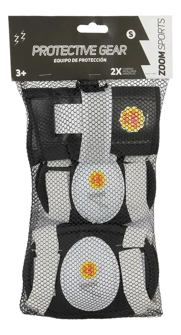 Equipamento de proteção pequeno Zoom Sports - preto/branco T S