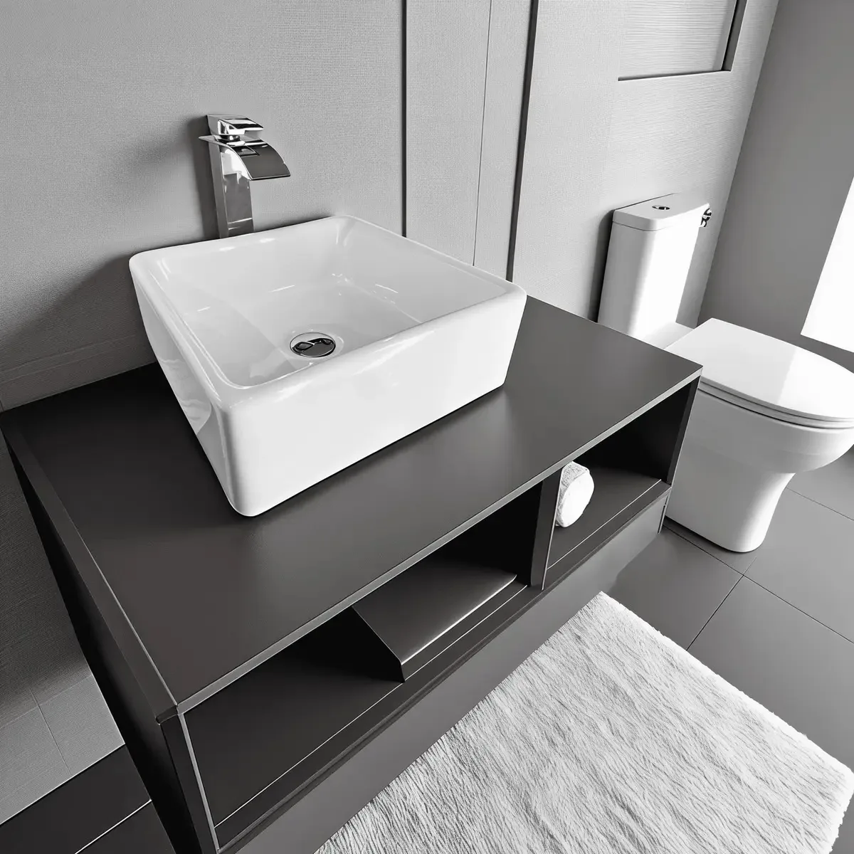 Combinação de lavatório e misturador C897 Deluxe com acabamento branco