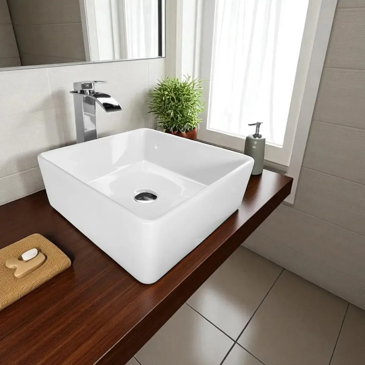 Combinação de lavatório e misturador C899 Deluxe com acabamento branco