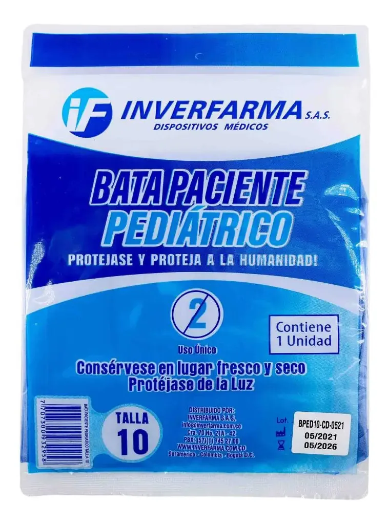 Bata Paciente Pediátrico Manga Longa Tamanho 10 Inverfarma