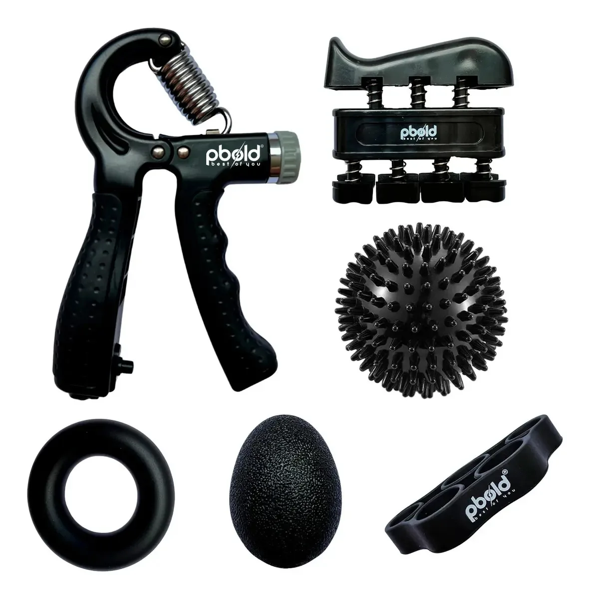 Kit de recuperação de mãos para terapia de exercícios com aperto manual - preto
