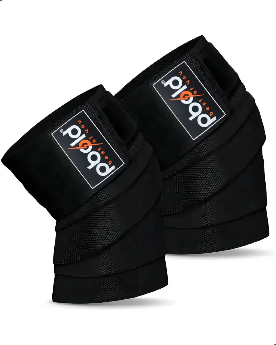Bandagens de joelho Pbold Joelheiras Pbold, musculação, ginástica, cor preta pura