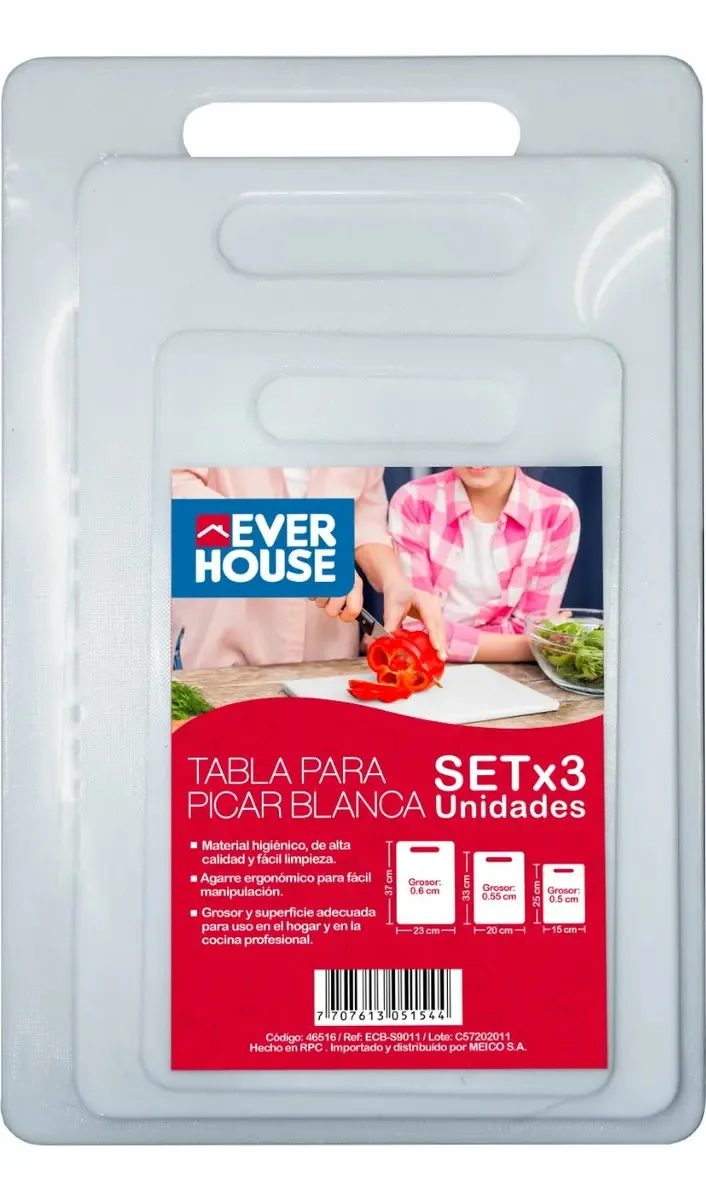 Conjunto de 3 tábuas de corte Everhouse, brancas, brancas sólidas