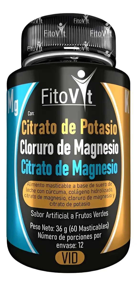 Citrato de potássio, cloreto de magnésio e citrato de magnésio Fitovit, frutas verdes
