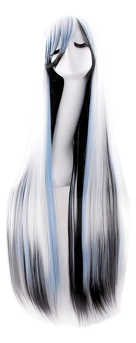 Peruca de cosplay Lisa Cloud extra longa de 100 cm para cosplay!! Tamanho de base ajustável em preto, azul celeste, tom branco