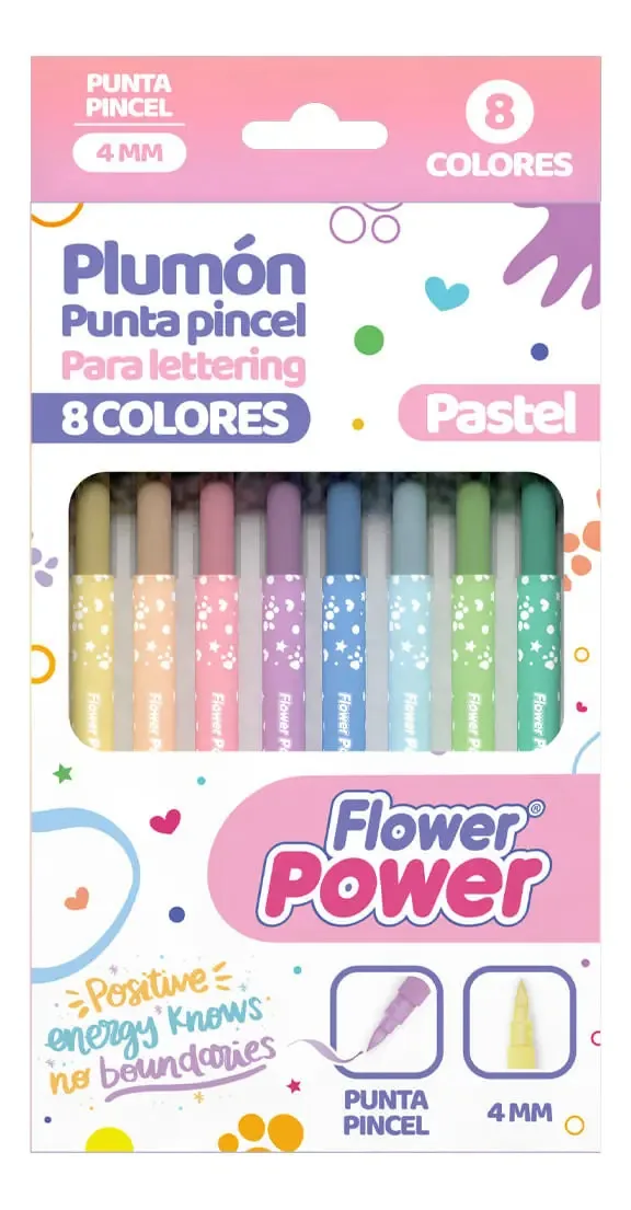 Marcadores permanentes Flower Power Punta Pincel X12