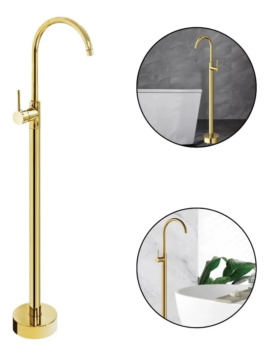 Torneiras Monocontrol - Banheira alta ou lavatório - Acabamento dourado brilhante