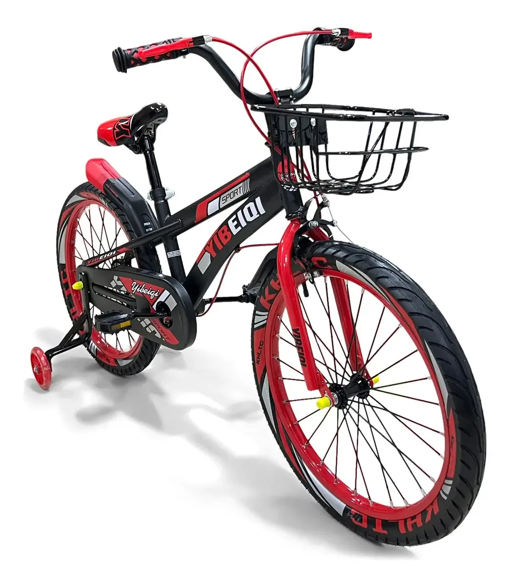 Bicicletas infantis para meninos e meninas Rin 16, 18 e 20, mesmo preço, cor: preto/vermelho, moldura, tamanho 20