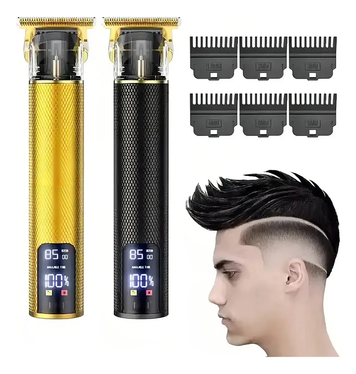 Guias LCD X6 recarregáveis para máquinas de cortar cabelo Magnux Gold