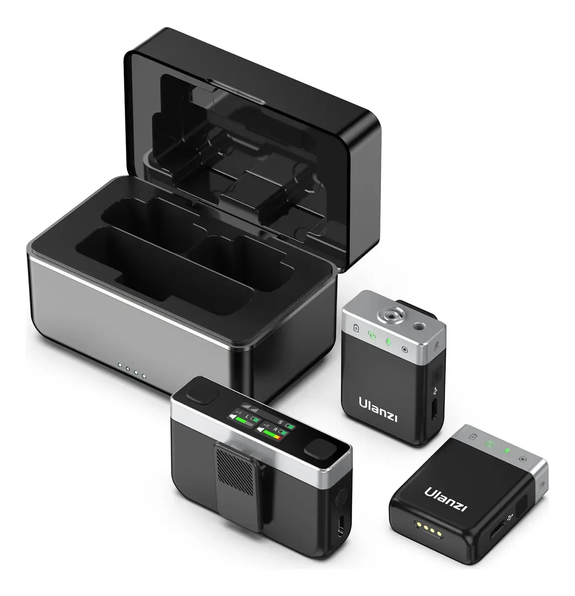 Microfones Ulanzi Micrófonos Inalámbricos U-mic Am18 Omnidirecional cor preto/prateado