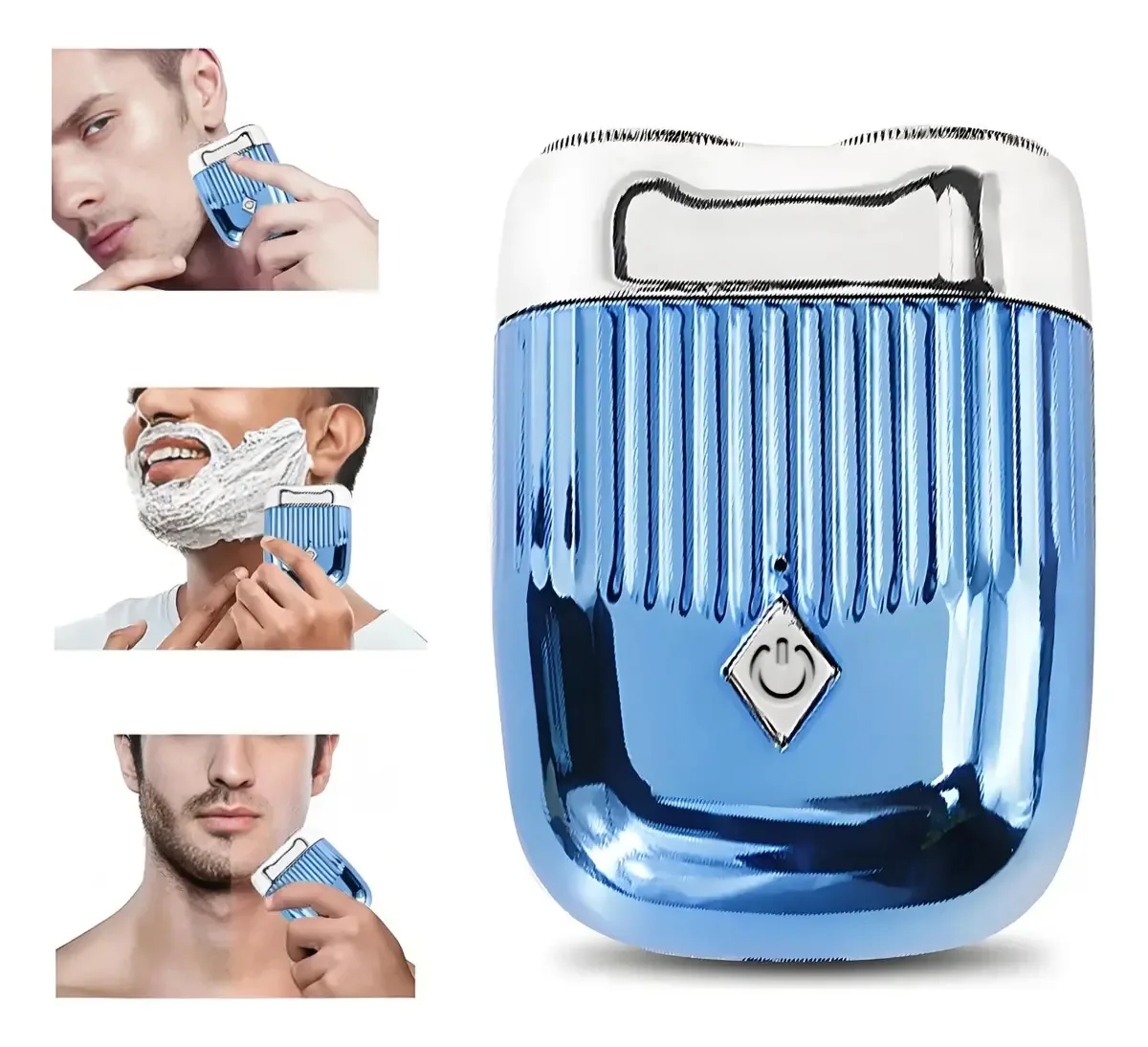 Barbeador elétrico de barba, aparador masculino, barbeador de barba recarregável, mini barbeador elétrico magnético, barbeador magnético multiuso portátil, cabeça dupla, azul