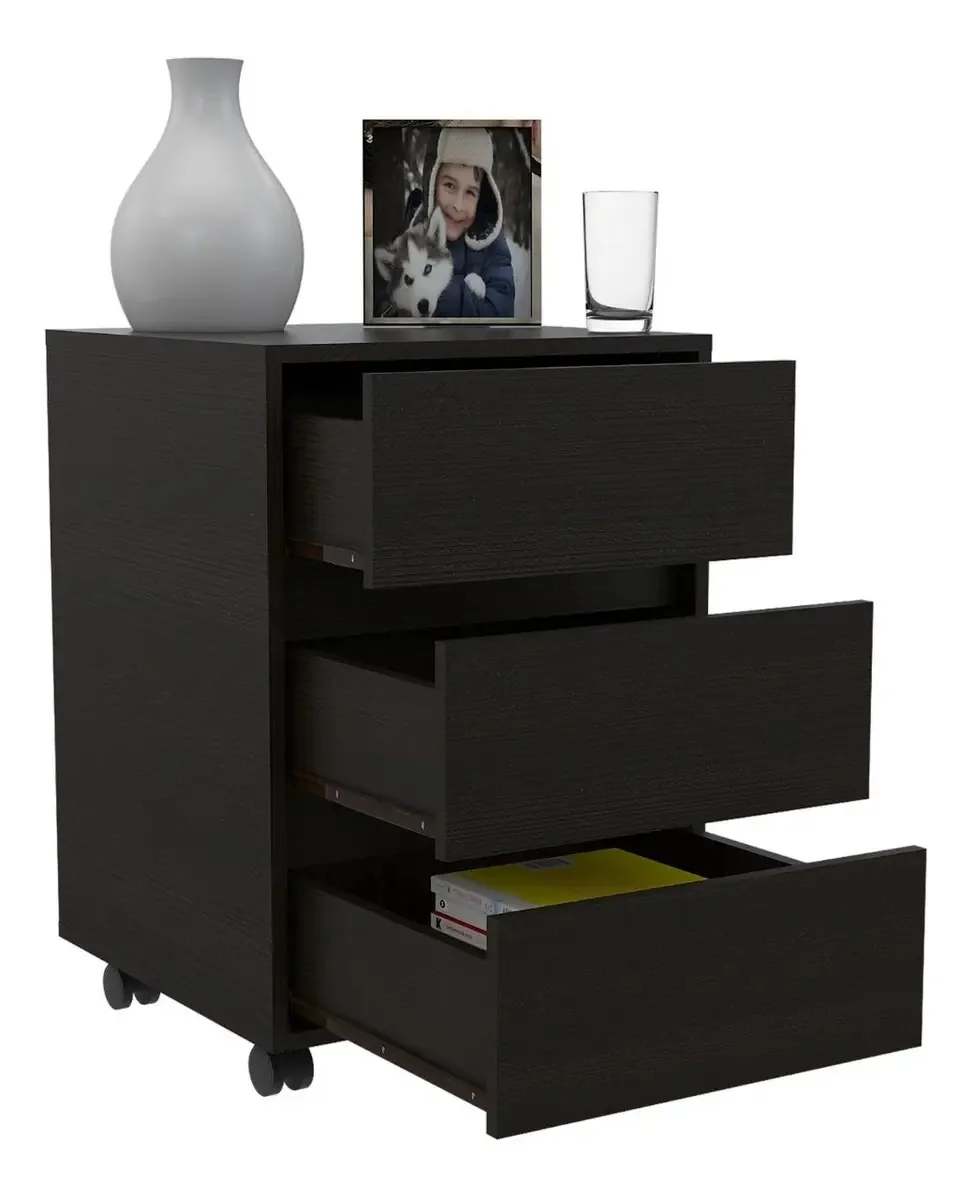 Cajonera Office 3 Cajones Rta Sengue Cor Marrom Escuro