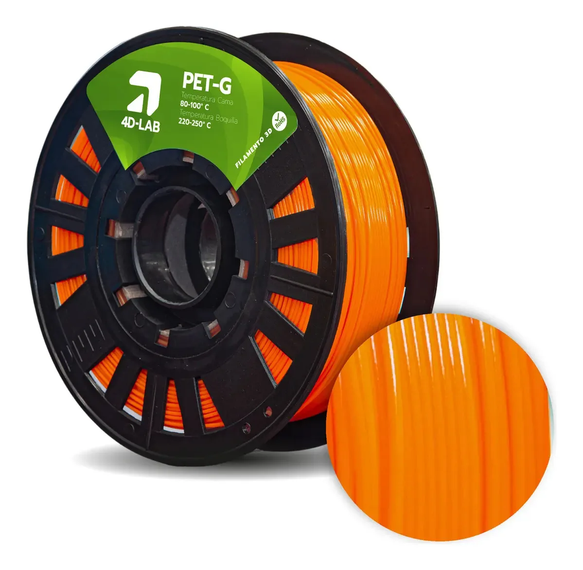 Impressão 3D de filamento laranja 4dlab Petg 1,75 mm