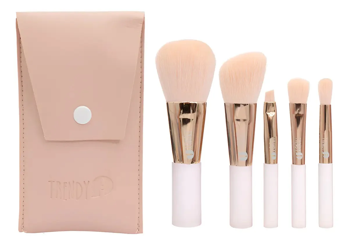 Kit moderno de pincéis de cristal rosa